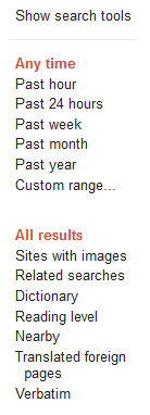 Google - show search tools link