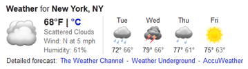 Google - weather results for Brooklyn, NY